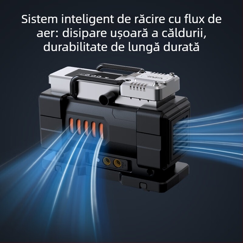 Pompa de aer auto cu afișaj digital, cilindru unic, 12V, 120W, 25 L/min