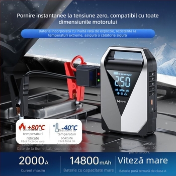 Pompa pentru pneuri auto și pornire a motorului, toate într-un singur dispozitiv, baterie externă 12V 12000mAh, 40 L/min, 80W, afișaj digital