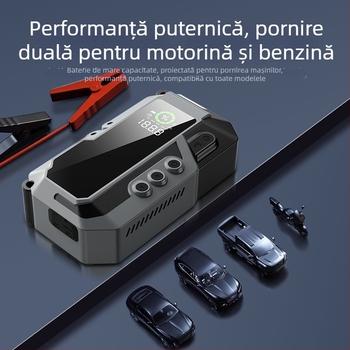 Pornire de urgență pentru mașină cu pompă de aer încorporată, baterie Li-ion, capacitate mare, ieșire 12V, intrare 5V