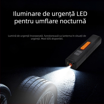 Pompa de pneuri auto cu afișaj digital - reîncărcabilă 12V, cilindru unic, 30 L/min