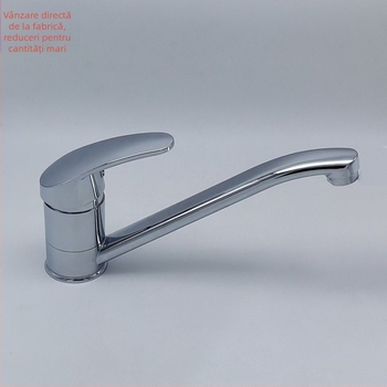 Robinet de bucătărie cu un singur mâner, cioc lung în formă de potcoavă, apă caldă/rece, corp din aliaj de zinc, nucleu ceramic al ventilului, model 8111, presiune nominală 1.0 MPa, interval de temperatură 0–90°C