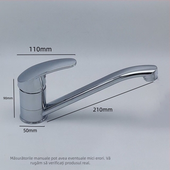 Robinet de bucătărie cu un singur mâner, cioc lung în formă de potcoavă, apă caldă/rece, corp din aliaj de zinc, nucleu ceramic al ventilului, model 8111, presiune nominală 1.0 MPa, interval de temperatură 0–90°C