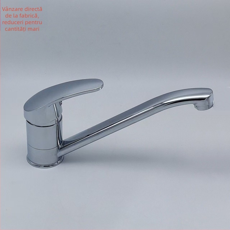 Robinet de bucătărie cu un singur mâner, cioc lung în formă de potcoavă, apă caldă/rece, corp din aliaj de zinc, nucleu ceramic al ventilului, model 8111, presiune nominală 1.0 MPa, interval de temperatură 0–90°C