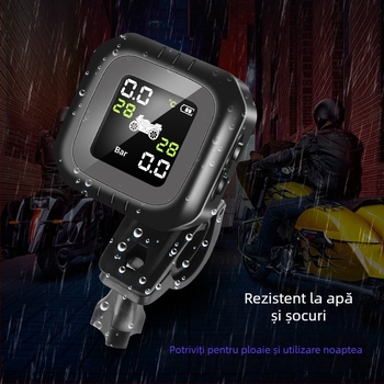 Monitor extern pentru presiunea pneurilor motocicletei, impermeabil, cu afișaj LCD, 0-7.0 Bar, ±0.1 Bar, rază până la 8 m