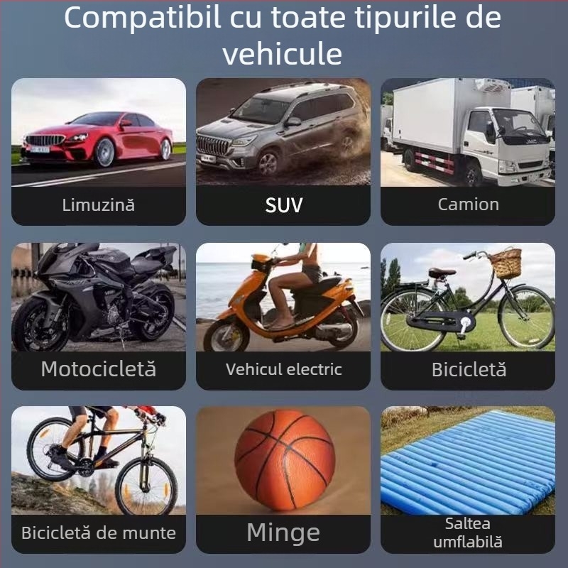 Pompa de aer portabilă pentru mașină cu afișaj digital - 12V, 100W, 25 L/min, 450 g