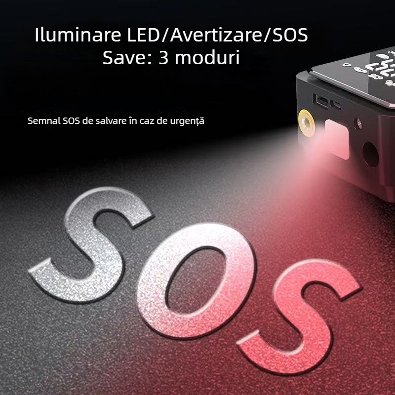 Pompa de aer portabilă pentru mașină cu afișaj digital - 12V, 100W, 25 L/min, 450 g