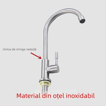 Robinet de bucătărie din oțel inoxidabil, montaj vertical, miez de supapă din cupru pur, doar rece