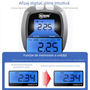 Pompa digitală pentru anvelope auto cu manometru, afișaj digital, 0-200 psi, mai multe unități, precizie 0,01