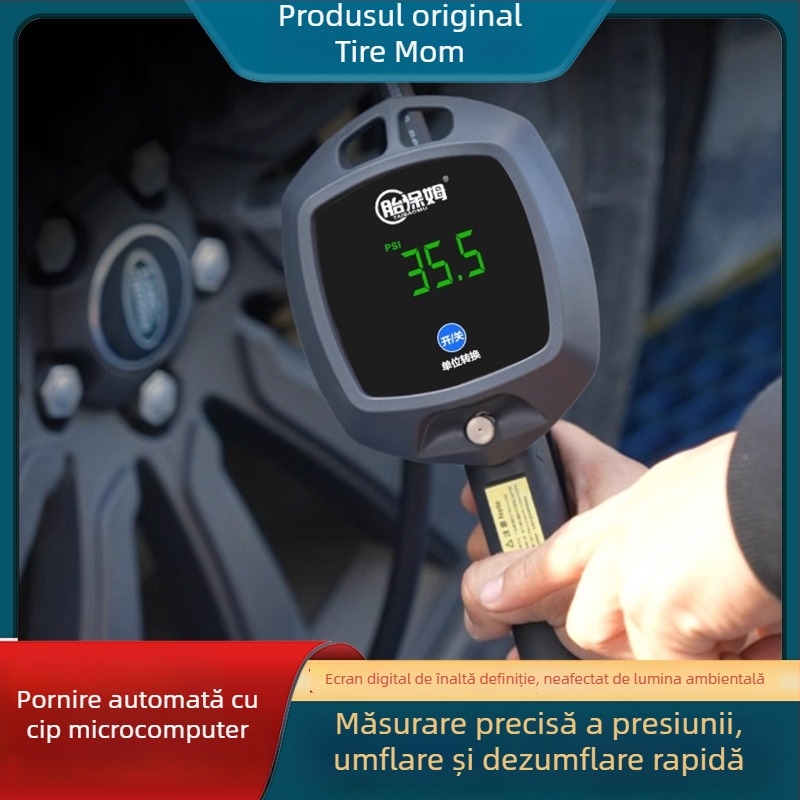Pompa digitală pentru anvelope auto cu manometru, afișaj digital, 0-200 psi, mai multe unități, precizie 0,01