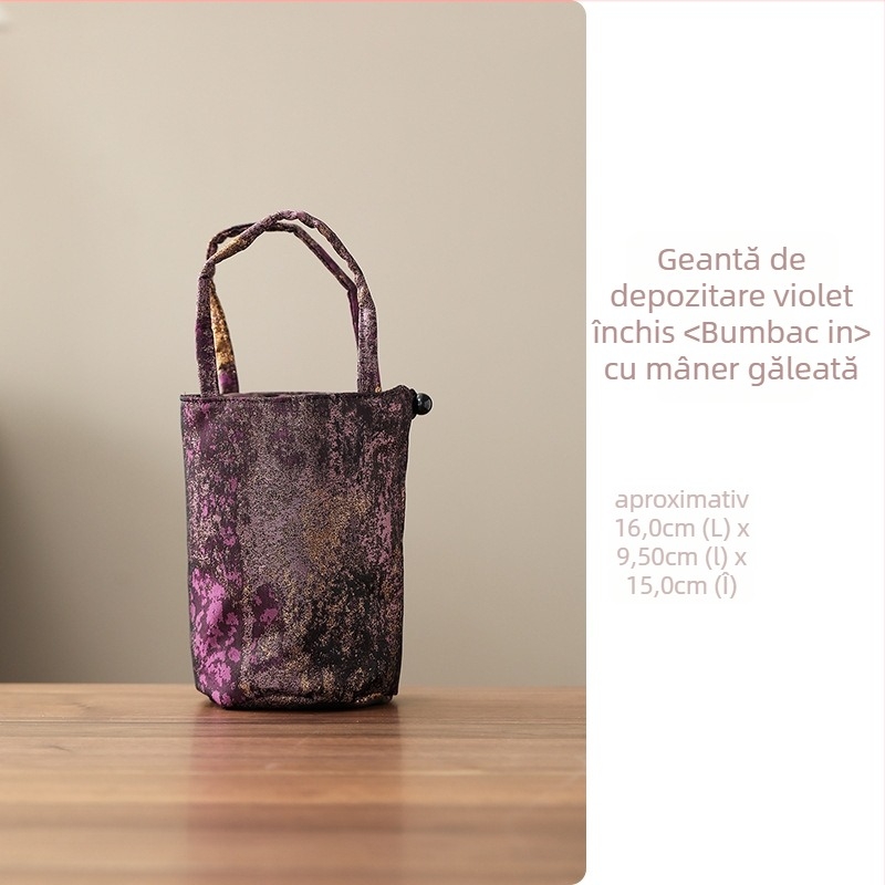 Artisan Geantă din Material Textil pentru Ceremonia Ceaiului – Set de Ceai Portabil, Organizator pentru Ceainic și Cești, Ambalaj în Cutie de Carton