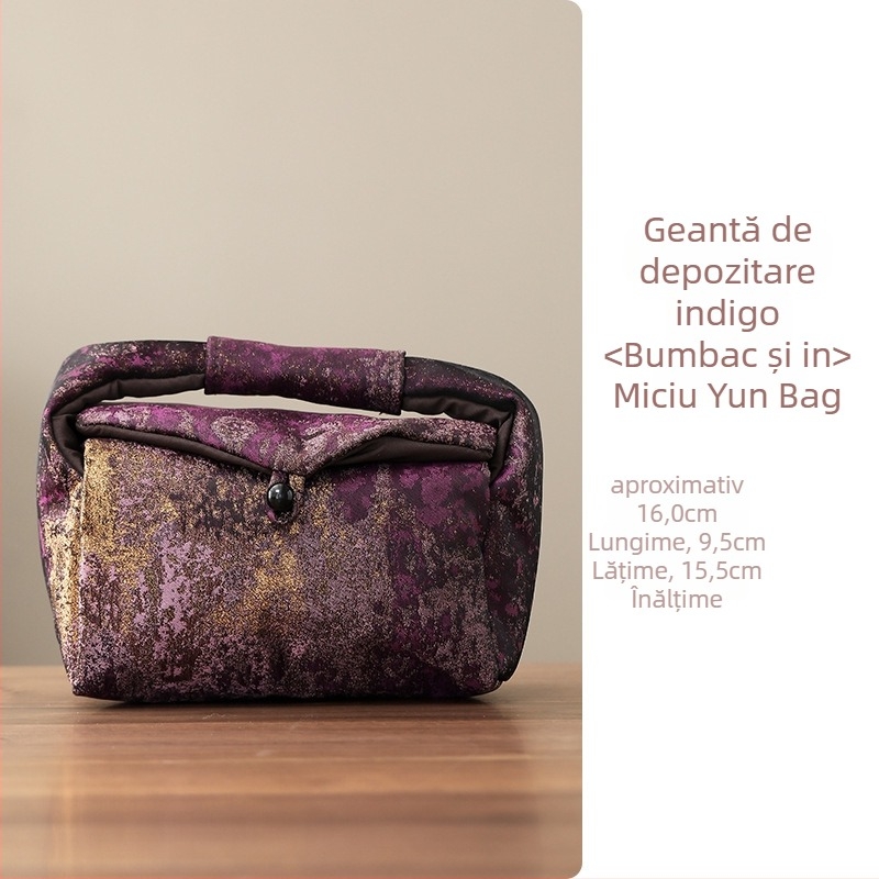 Artisan Geantă din Material Textil pentru Ceremonia Ceaiului – Set de Ceai Portabil, Organizator pentru Ceainic și Cești, Ambalaj în Cutie de Carton