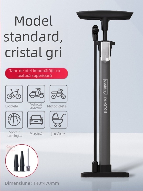 Pompa manuală pentru biciclete, model DL880016, presiune aer 0–160, greutate 0,43 kg, pompă convențională
