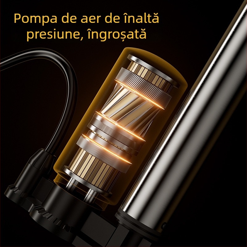 Pompa manuală pentru biciclete, model DL880016, presiune aer 0–160, greutate 0,43 kg, pompă convențională