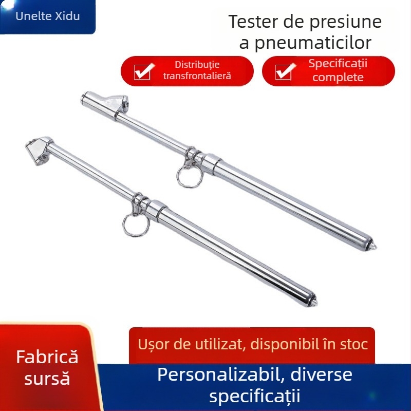 Manometru pentru pneuri auto, oțel inoxidabil, interval presiune 150–160 PSI, precizie ±2 PSI, afișaj cu unități multiple, greutate 174 g