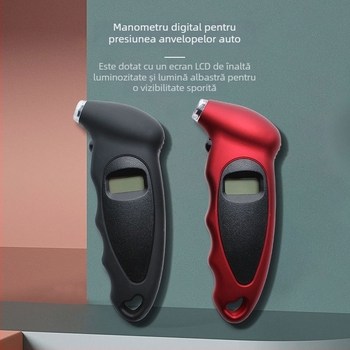 Manometru digital de presiune în pneuri cu afișaj electronic, interval 0-150 psi, precizie ±1,5 psi, alimentat cu baterie AG13, carcasă ABS