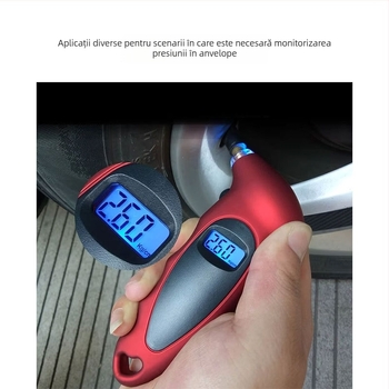 Manometru digital de presiune în pneuri cu afișaj electronic, interval 0-150 psi, precizie ±1,5 psi, alimentat cu baterie AG13, carcasă ABS