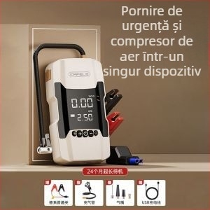 Kafila 602 Sursă de alimentare pentru pornire de urgență a mașinii și pompă de aer portabilă, cu afișaj digital, reîncărcabilă, 12V, 180W, 70 L/min