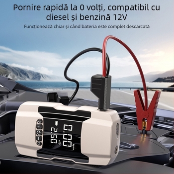 Kafila 602 Sursă de alimentare pentru pornire de urgență a mașinii și pompă de aer portabilă, cu afișaj digital, reîncărcabilă, 12V, 180W, 70 L/min