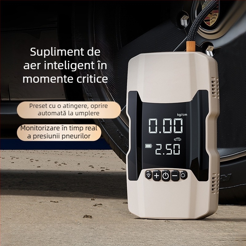 Kafila 602 Sursă de alimentare pentru pornire de urgență a mașinii și pompă de aer portabilă, cu afișaj digital, reîncărcabilă, 12V, 180W, 70 L/min