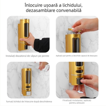 Dispenser de săpun 400 ml, montat pe perete, 1/2/3 capete, ABS, acționat prin apăsare
