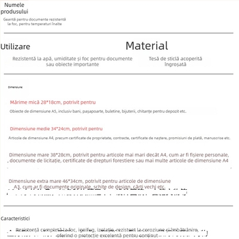 Geantă de documente rezistentă la foc Kaixiu — material ignifug, fermoar, formă înclinată