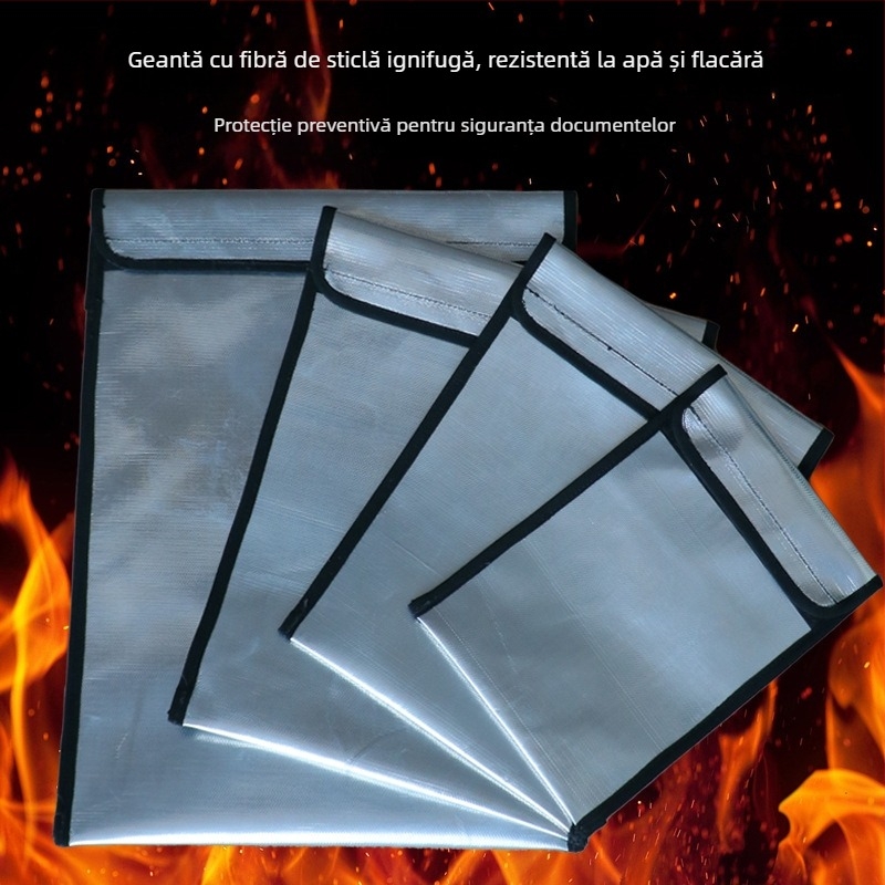 Geantă de documente rezistentă la foc Kaixiu — material ignifug, fermoar, formă înclinată