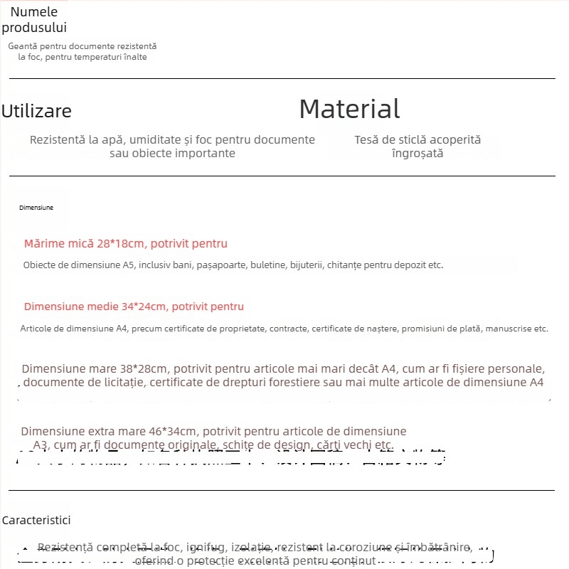 Geantă de documente rezistentă la foc Kaixiu — material ignifug, fermoar, formă înclinată