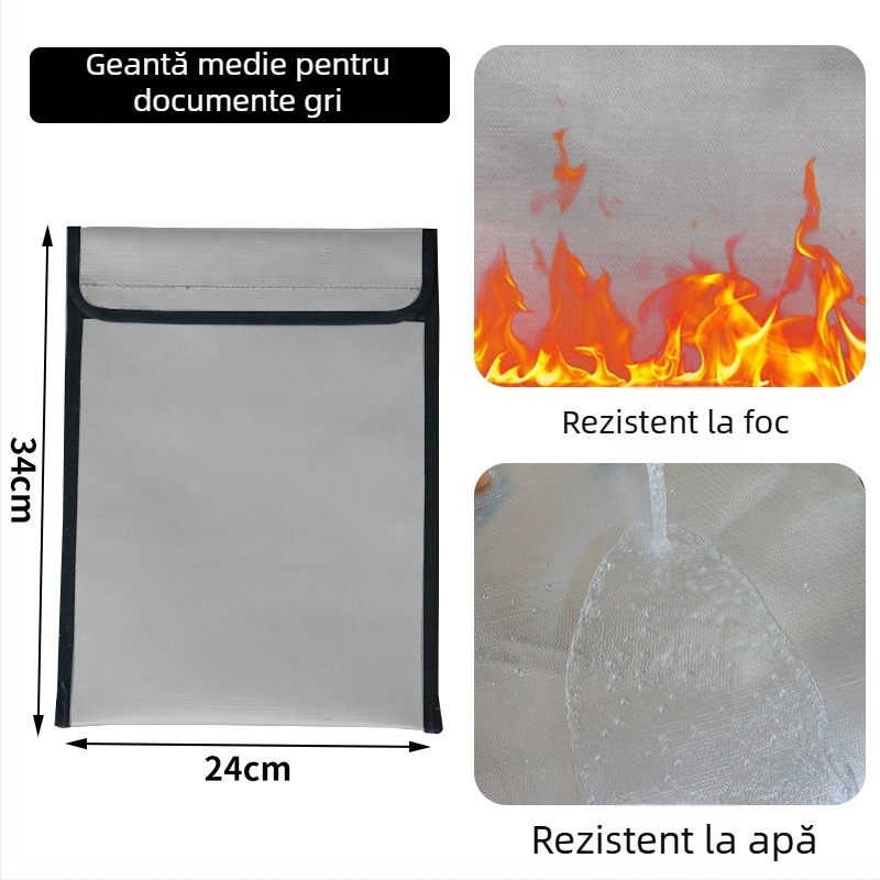 Geantă de documente rezistentă la foc Kaixiu — material ignifug, fermoar, formă înclinată