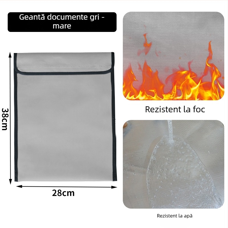 Geantă de documente rezistentă la foc Kaixiu — material ignifug, fermoar, formă înclinată