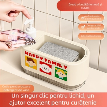 Dispenser pentru lichid de vase cu cutie de depozitare pentru burete și mecanism de apăsare, set 100 bucăți, origine Yiwu
