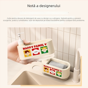 Dispenser pentru lichid de vase cu cutie de depozitare pentru burete și mecanism de apăsare, set 100 bucăți, origine Yiwu