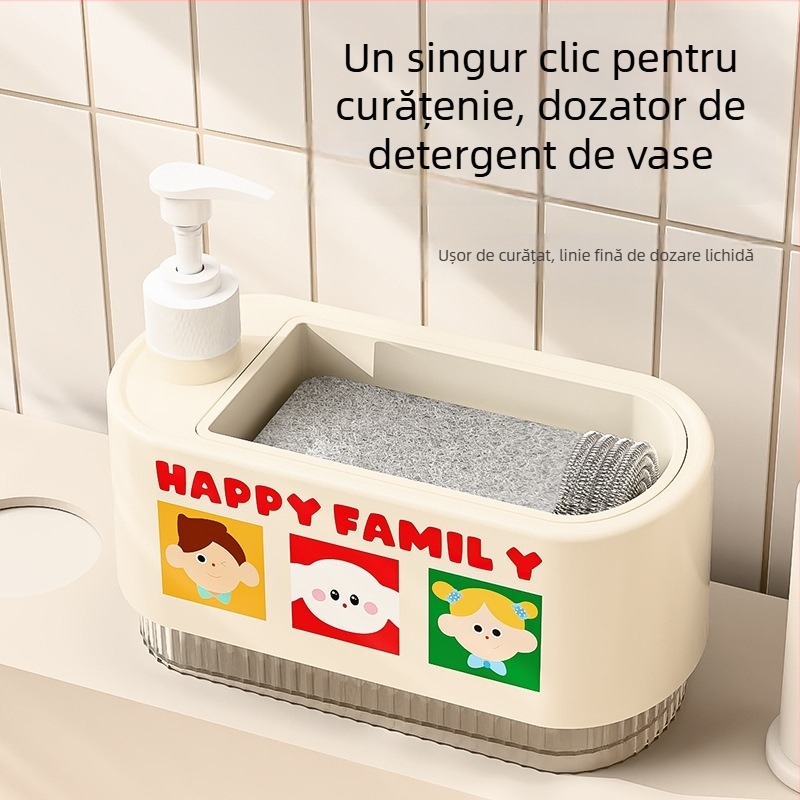 Dispenser pentru lichid de vase cu cutie de depozitare pentru burete și mecanism de apăsare, set 100 bucăți, origine Yiwu