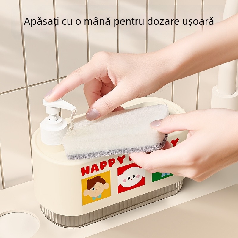 Dispenser pentru lichid de vase cu cutie de depozitare pentru burete și mecanism de apăsare, set 100 bucăți, origine Yiwu