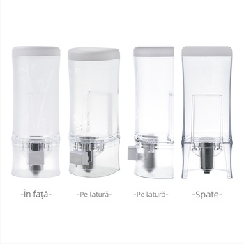 Dozator de săpun montat pe perete, fără găuri, din GPPS, capacitate 500 ml, acționare prin apăsare, stil modern minimalist, finisaj neted