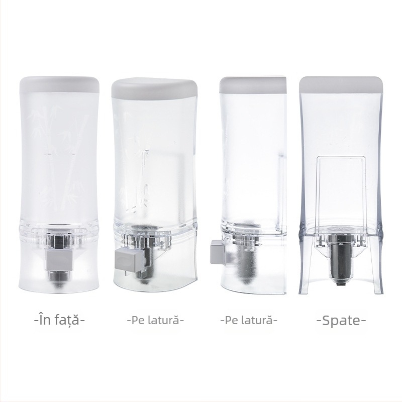 Dozator de săpun montat pe perete, fără găuri, din GPPS, capacitate 500 ml, acționare prin apăsare, stil modern minimalist, finisaj neted