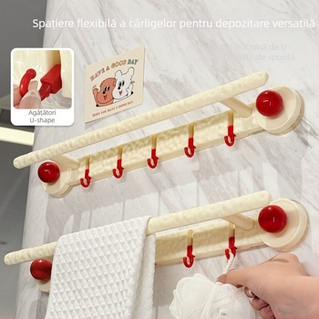 Suport de prosoape cu ventuză – Montaj pe perete, fără găuri, din plastic, 200 buc./cutie