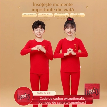 Set de lenjerie termică din bumbac pentru copii, unisex, subțire, strat de bază pentru iarnă și toamnă