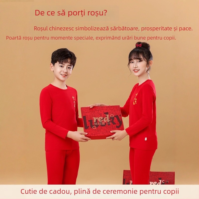 Set de lenjerie termică din bumbac pentru copii, unisex, subțire, strat de bază pentru iarnă și toamnă