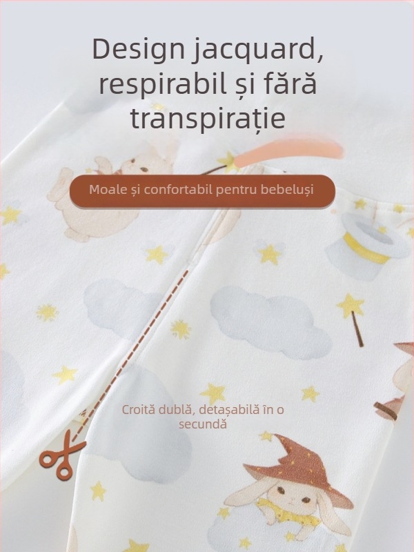 Pantaloni de casă pentru copii, talie înaltă, 100% bumbac, unisex, imprimeu desen animat, respirabili și calzi pentru primăvară și toamnă