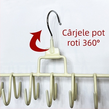 Suport haine cu 18 cârlige, design pătrat, minimalist modern, acoperire din plastic, Model ZL-2596654