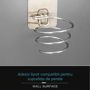 Raft pentru uscător de păr din oțel inoxidabil, finisaj polisat, 3 etaje, model A1, capacitate de încărcare 3 kg, stil modern minimalist