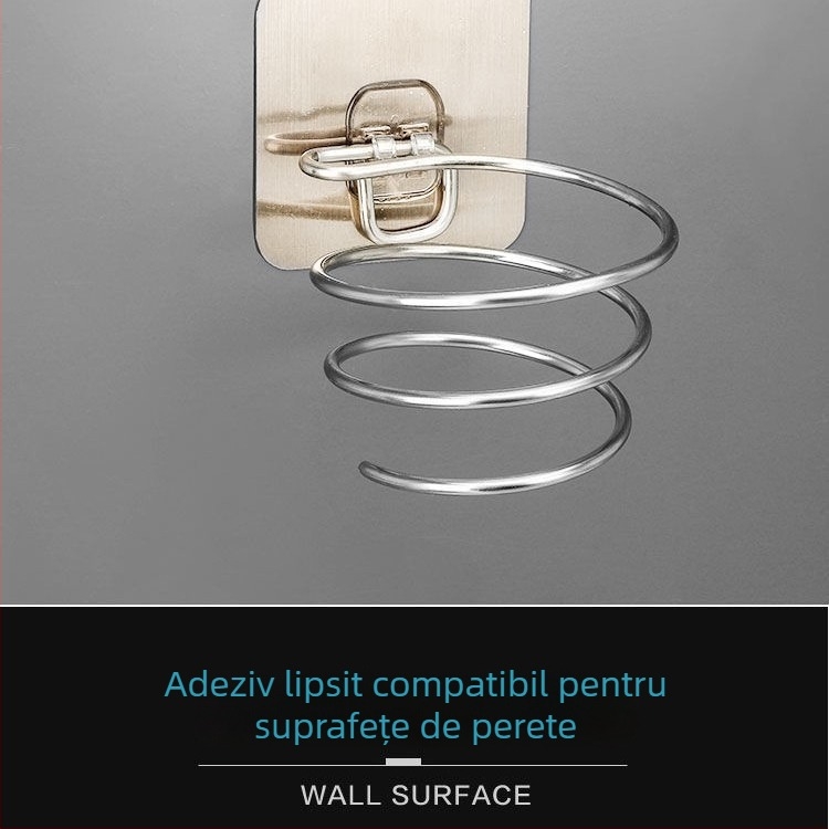 Raft pentru uscător de păr din oțel inoxidabil, finisaj polisat, 3 etaje, model A1, capacitate de încărcare 3 kg, stil modern minimalist