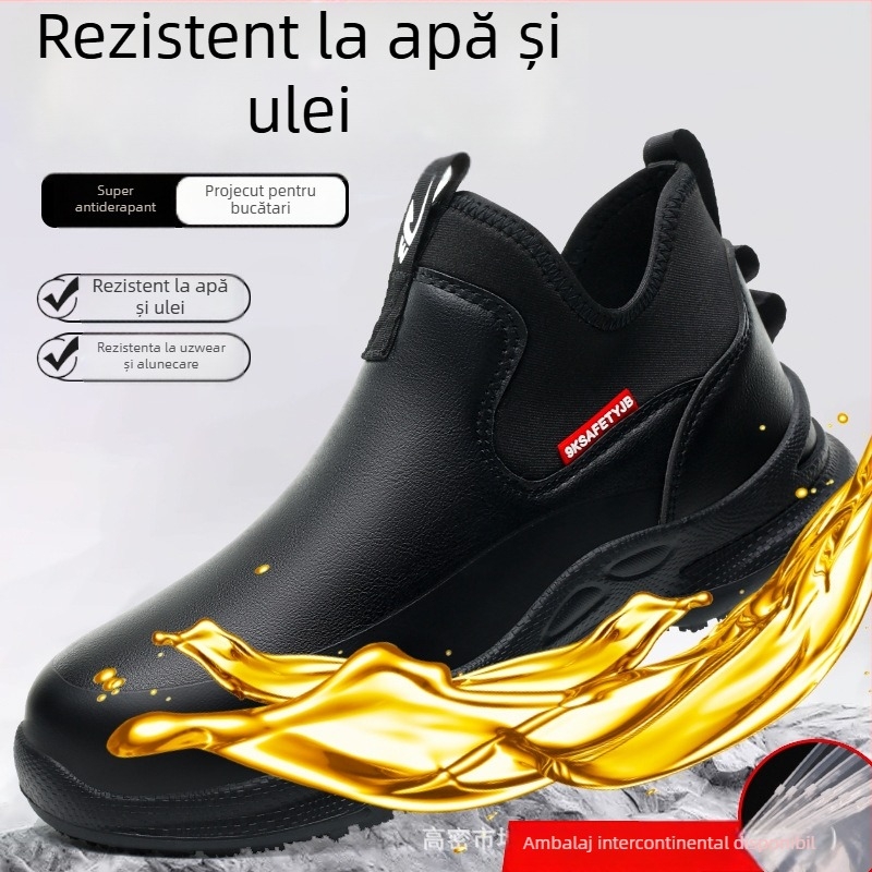 Pantofi bucătar pentru bucătărie – slip-on, piele microfibră, impermeabili, rezistenți la ulei, antiderapant, talie joasă