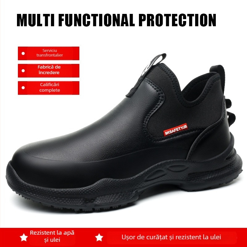 Pantofi bucătar pentru bucătărie – slip-on, piele microfibră, impermeabili, rezistenți la ulei, antiderapant, talie joasă