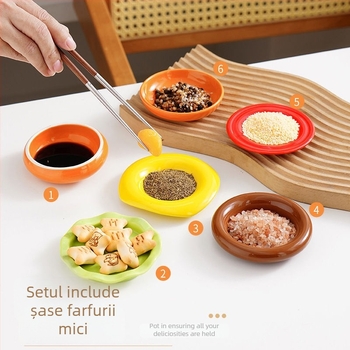 Vas pentru sos de înmuiere hamburger – plastic, formă neregulată, modele variate, stil proaspăt și drăguț, compatibil cu microunde