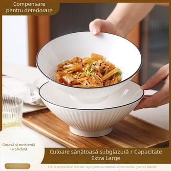 Bol de porțelan, rotund, stil Nordic, compatibil cu microunde, logo imprimat