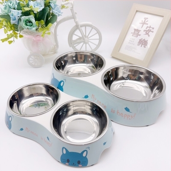 Boluri duble pentru pisici și câini, din melamină și oțel inoxidabil, anti-șoc și ușor de curățat
