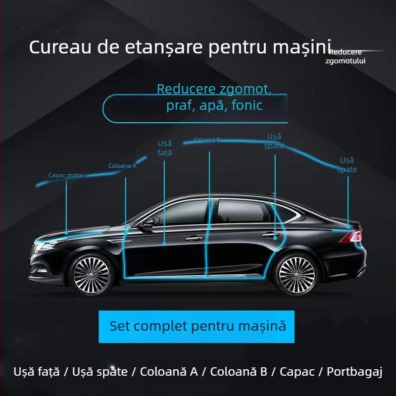 Bandă etanșare ușă auto din cauciuc – universală pentru întreg vehiculul, reducere zgomot, protecție împotriva prafului și impermeabil