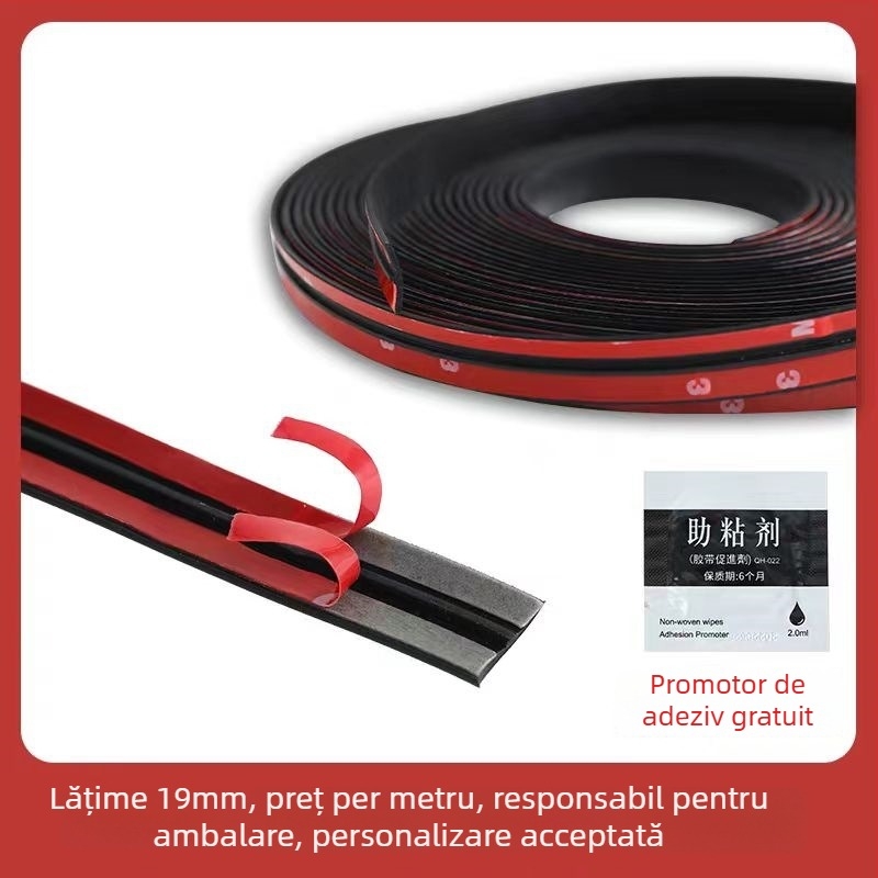 Bandă etanșare auto universală din cauciuc, tip T, pentru spațiile dintre parbrizul față și parbrizul spate și spațiul pentru lunetă