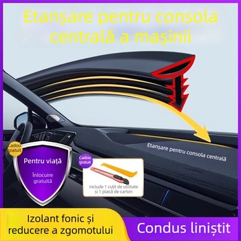 Bandă etanșare pentru consola centrală a mașinii, cauciuc, grosime 20 mm, reducere a zgomotului, protecție împotriva prafului, compatibil cu modelul general